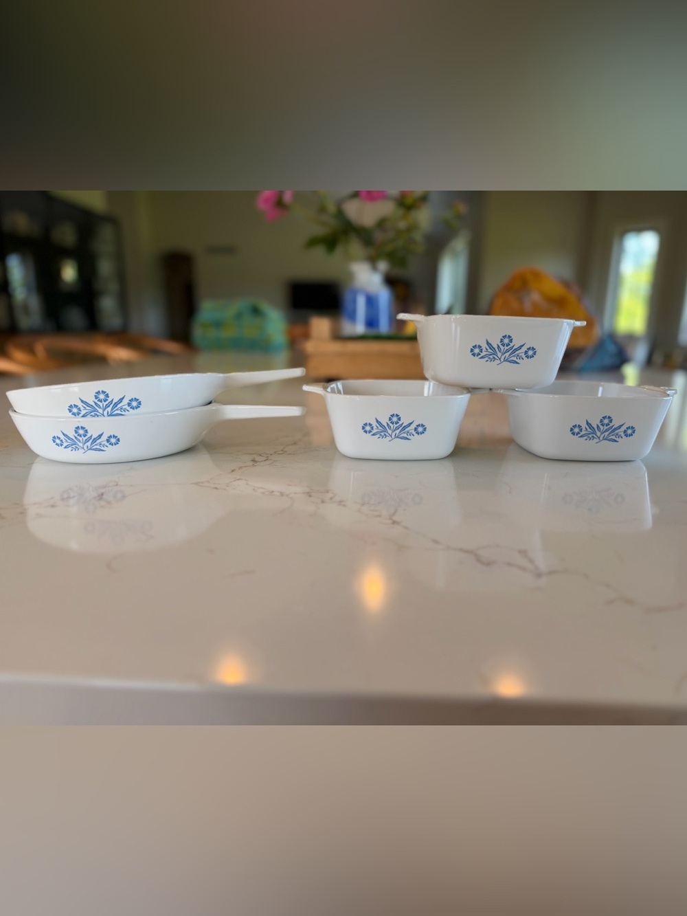 Vintage Corningware Casserole Dishes Blue Cornflower Set of 5 Pieces USA